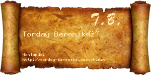 Torday Bereniké névjegykártya